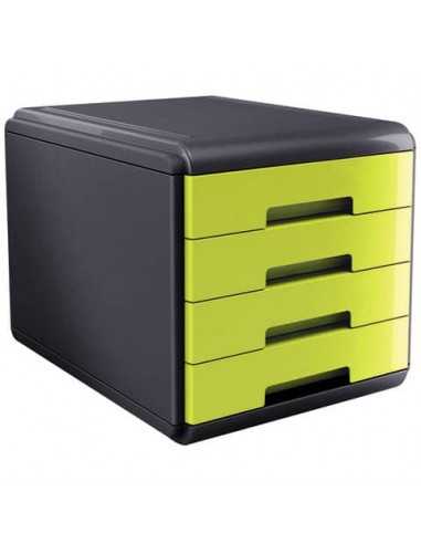 Cassettiera 4 cassetti ARDA Mydesk polistirolo e materiale infrangibile grigio/verde - 18P4PV