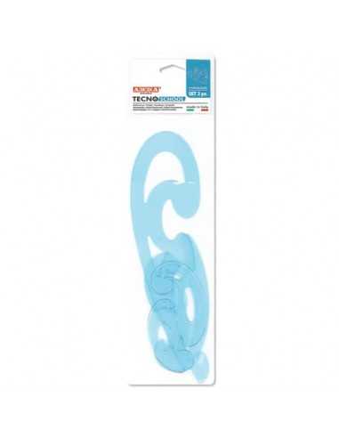 Set curvilinee ARDA Serie Tecnoschool polistirolo termoresistente azzurro trasparente Conf. 3 pezzi - 41200