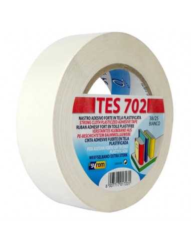 Nastro adesivo in tela Tes 702 SYROM formato 38mm x 25 m - materiale tela plastificata bianco - 1723