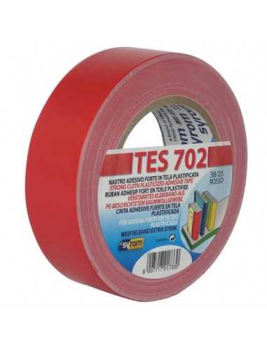 Nastro adesivo in tela Tes 702 SYROM formato 38 mm x 25 m - materiale tela plastificata rosso - 1733