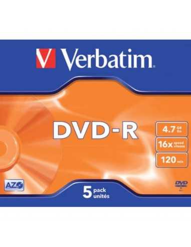 DVD-R Verbatim Jewel Case 4.7 GB - velocità 16x conf. da 5 - 43519