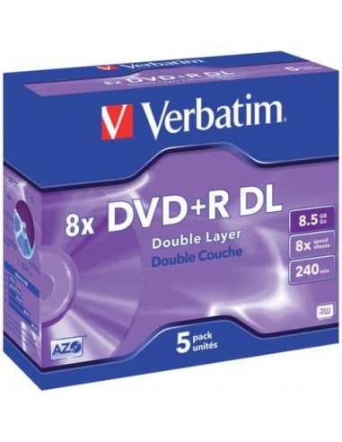 DVD+R Double Layer Verbatim Jewel case 8.5 GB - velocità 8x conf. da 5 - 43541