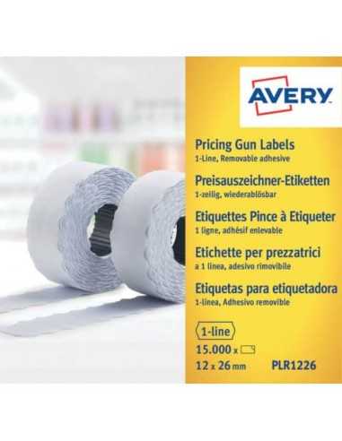 Etichette removibili per prezzatrici 1 linea Avery 12x26 mm bianco Rotolo 1500 etichette - PLR1226