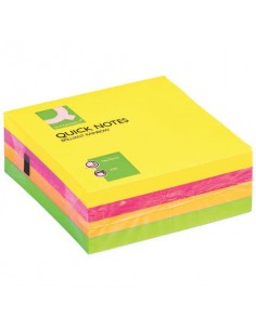 Foglietti riposizionabili Q-Connect assortiti neon 76x76mm Blocco da 320 fogli - KF01348