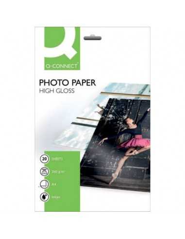 Carta fotografica Inkjet Q-Connect A4 bianco 260 g/m² lucida conf. da 20 fogli - KF02163