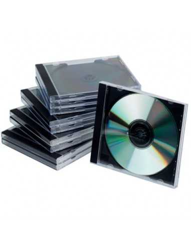 Porta CD/DVD Q-Connect Jewel case standard sp. 10 mm nero/trasparente conf. 10 pezzi - KF02209