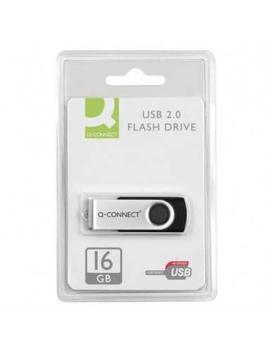 Chiavetta USB Q-Connect High Speed 2.0 nero 16 GB con cappuccio di protezione KF41513