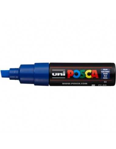 Marcatore a tempera POSCA Uni-Ball punta a scalpello 8 mm blu M PC8K B