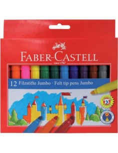 Pennarelli Faber-Castell CASTELLO Jumbo punta grossa 5 mm assortiti astuccio di cartone da 12 - 554312