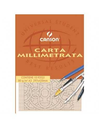 Blocco da disegno CANSON carta millimetrata bianco/arancio 80 g/m² 10 fogli A3 - C200005824