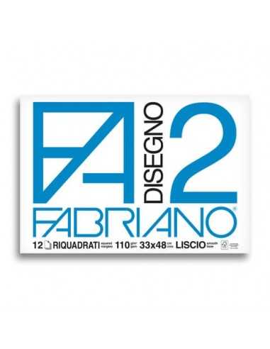 Album da disegno Fabriano F2 collato 1 lato 100 g/m² 12 33x48 cm ff. lisci riquadrati - 06201534