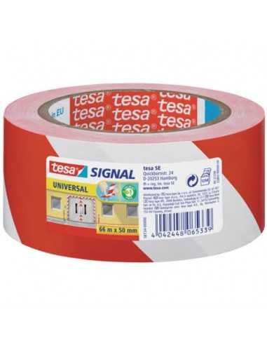 Segnaletica tesa nastro adesivo B/R in OPP con adesivo acrilico 50mm x 66m rosso-bianco - 58134-00000-00