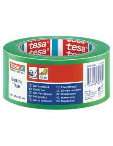 Nastro per segnalazioni in PVC tesa Tesaflex® 60760 rivestito gomma resina 50mmX33m verde - 60760-00097-15