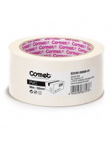 Nastri adesivi per la spedizione Comet PVC con adesivo in gomma naturale 50mm x 66m bianco - 62240-00009-01