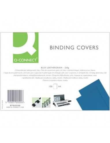 Copertina per rilegatura Q-Connect A4 250 g/m² blu goffrato Conf. 100 pezzi - KF00500