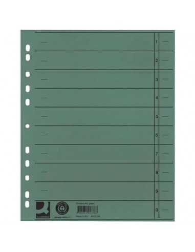 Separatore per archivio con perforazione universale Q-Connect 24x30 cm 230 g/m² verde conf. da 100 - KF02788