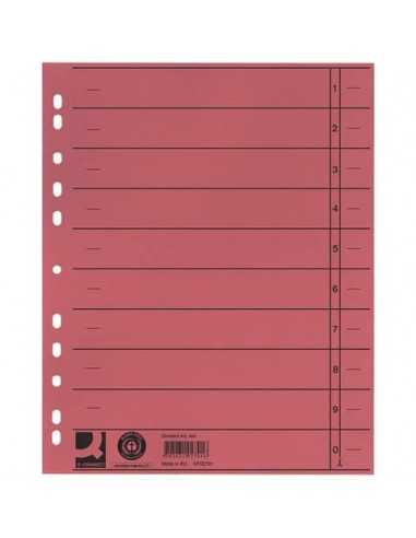 Separatore per archivio con perforazione universale Q-Connect 24x30 cm 230 g/m² rosso conf. da 100 - KF02791