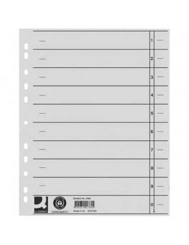 Separatore per archivio con perforazione universale Q-Connect 24x30 cm 230 g/m² bianco conf. da 100 - KF02785