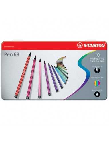 Pennarelli Stabilo Pen 68 1 mm scatola di metallo assortiti Conf. 10 pezzi - 6810-6