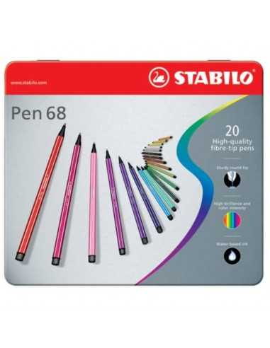 Pennarelli Stabilo Pen 68 1 mm scatola di metallo assortiti Conf. 20 pezzi - 6820-6