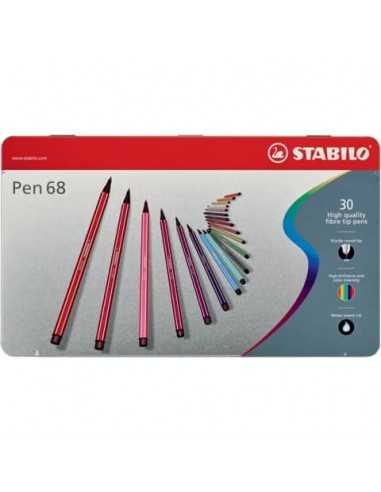 Pennarelli Stabilo Pen 68 1 mm scatola di metallo assortiti Conf. 30 pezzi - 6830-6