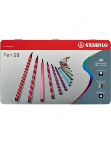 Pennarelli Stabilo Pen 68 1 mm scatola di metallo assortiti Conf. 40 pezzi - 6840-6