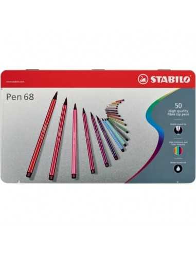 Pennarelli Stabilo Pen 68 1 mm scatola di metallo assortiti Conf. 50 pezzi - 6850-6