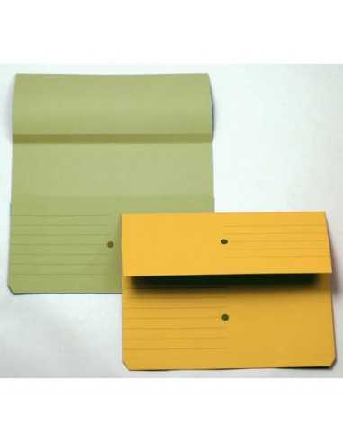 Cartelline con tasca 4Mat A4 in carta woodstock 225 g/m² dorso 3 cm giallo conf. da 10 pezzi - 3240 04