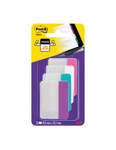 Segnapagina removibili Post-it® Index Strong bordi assortiti per cassettiera 4 blocchetti da 6 - 686-PWAV-EU