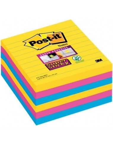 Foglietti Post-it® Super Sticky Notes Rio de Janeiro a righe assortiti conf. 6 blocchetti da 90 ff - 675-SS6RIO-EU