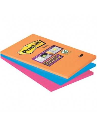 Foglietti Post-it® Super Sticky XXL Bangkok a righe assortiti conf. 3 blocchetti da 90 ff - 4690-SS3BGK-EU