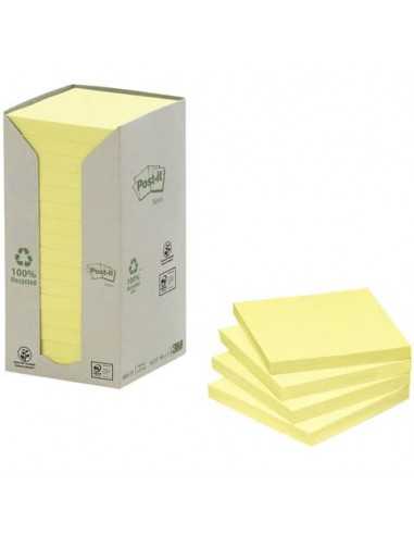 Foglietti Post-it® Notes Giallo 76x76 mm carta riciclata Torre da 16 blocchetti da 100 ff - 654-1T