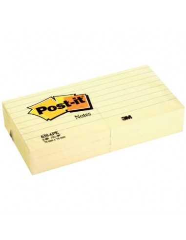 Foglietti Post-it® Notes a righe Giallo Canary™ Conf. 6 blocchetti da 100 ff - 630.6PK