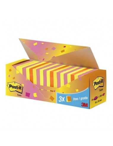 Foglietti colorati Post-it® Notes neon assortiti neon conf. 21 blocchetti + 3 gratis da 100 ff - CP 654-NP24