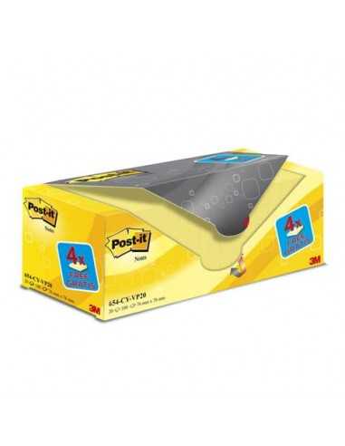 Foglietti riposizionabili Post-it® Notes giallo Canary™ Value Pack 16+4 GRATIS - 654-VP20