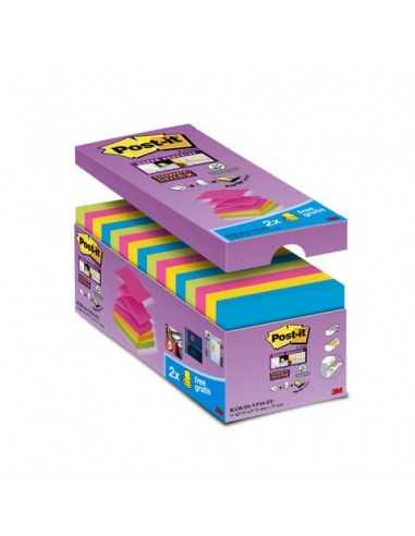 Foglietti Post-it® Super Sticky Z-notes assortiti conf. 14 blocchetti + 2 gratis da 100 ff - R330-SS-VP16-EU