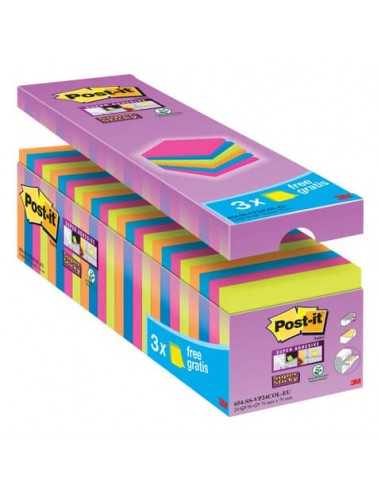 Foglietti Post-it® Super Sticky Notes assortiti neon conf. 21 blocchetti + 3 gratis da 90 ff - 654- P24SSCOL-EU