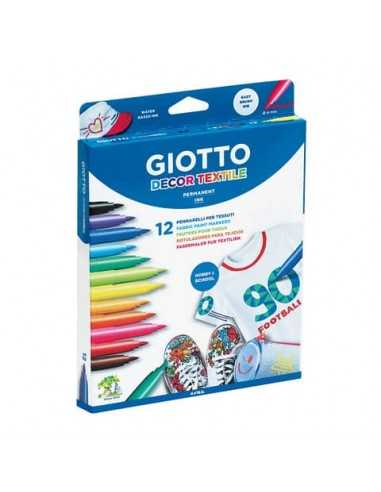 Pennarelli per tessuti GIOTTO Decor Textile tratto fine 1-3 mm assortiti astuccio da 12 + t-shirt bianca - 494900