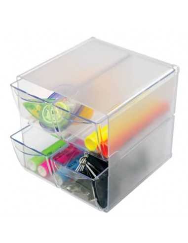 Cubo organizer deflecto® in polistirene con 4 cassetti trasparente 350301