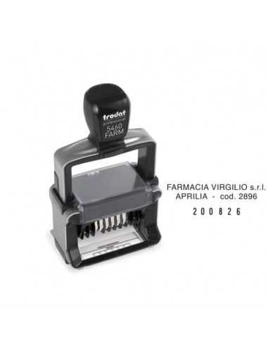 Datario autoinchiostrante personalizzabile Trodat 5460/FARM in acciaio inox 56x33 mm nero - 139703