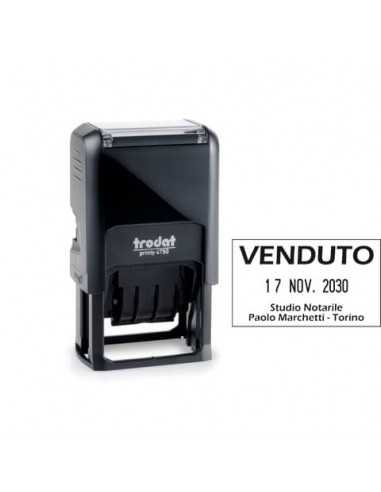 Datario autoinchiostrante con testo personalizzabile Trodat PRINTY 4750 4.0 in plastica 41x24 mm nero - 140807