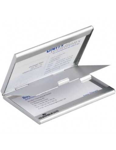 Portabiglietti da visita Durable BUSINESS CARD BOX DUO alluminio argento metallizz. fino a 10 biglietti - 243323