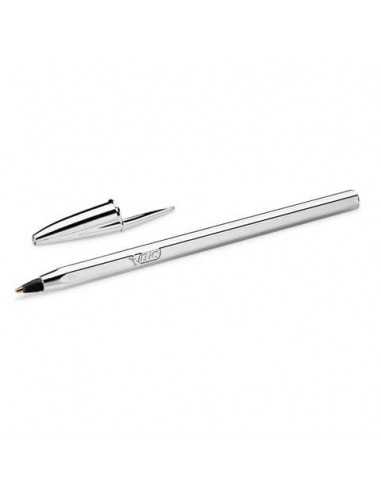 Penna a sfera BIC Cristal Shine Silver M 1 mm nero 921339