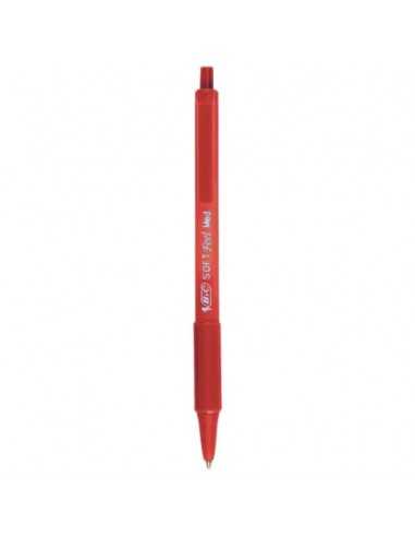 Penna a sfera a scatto BIC SoftFeel Clic Grip M 1 mm rosso Conf. 12 pezzi - 837399