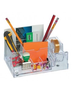 Desk organizer Lebez con dispenser nastri adesivi 33 m - formato 20x8x12 cm trasparente - 1737-T