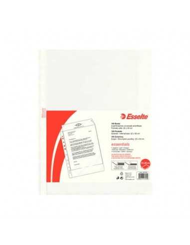 Buste a perforazione universale goffrate Esselte ESSENTIALS PP antiriflesso 22x30 cm conf.100 - 392797000