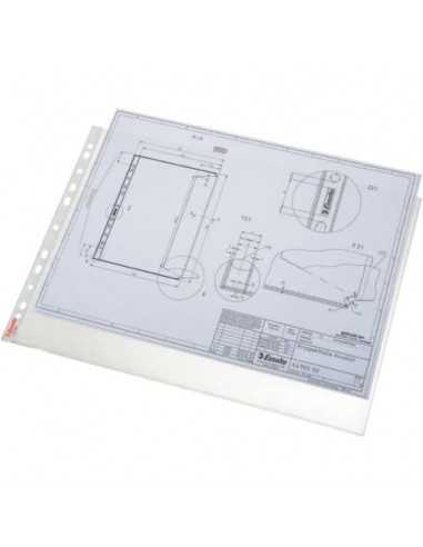 Buste a perforazione universale Esselte DELUXE goffrate antiriflesso trasparente 42x30 cm conf.50 - 55230