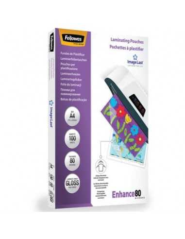 Pouches per plastificatrici Fellowes ImageLast Enhance80 finitura lucida - 2x80 µm - A4 - Conf. 100 pezzi - 5306114