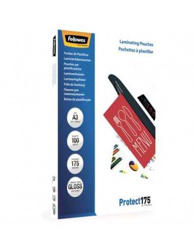 Pouches per plastificatrici Fellowes Standard Protect175 finitura lucida - 2x175 µm - A3 - Conf. 100 pezzi 5308803