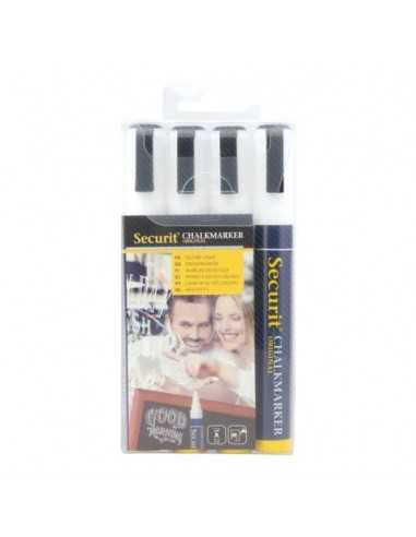 Pennarelli a gesso liquido Securit® a punta media 2-6 mm bianco set da 4 pennarelli - SMA510-V4-WT